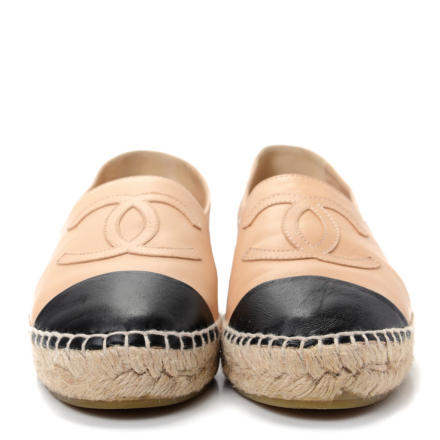 Lambskin CC Espadrilles 36 Beige Black