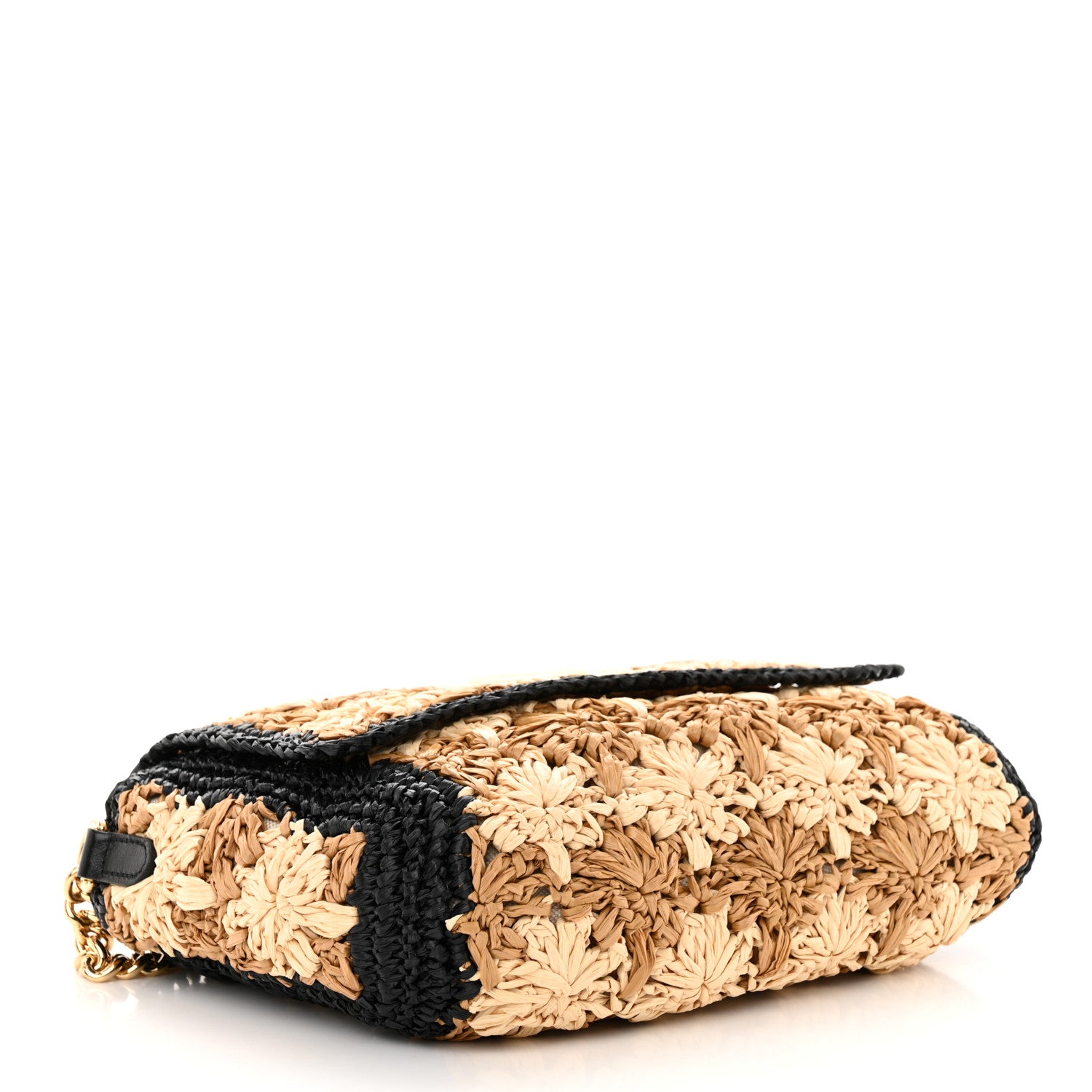 Gucci Raffia Azalea Calfskin Crochet Flower Small GG Marmont Shoulder Bag Natural Ecru Black 4 of 13