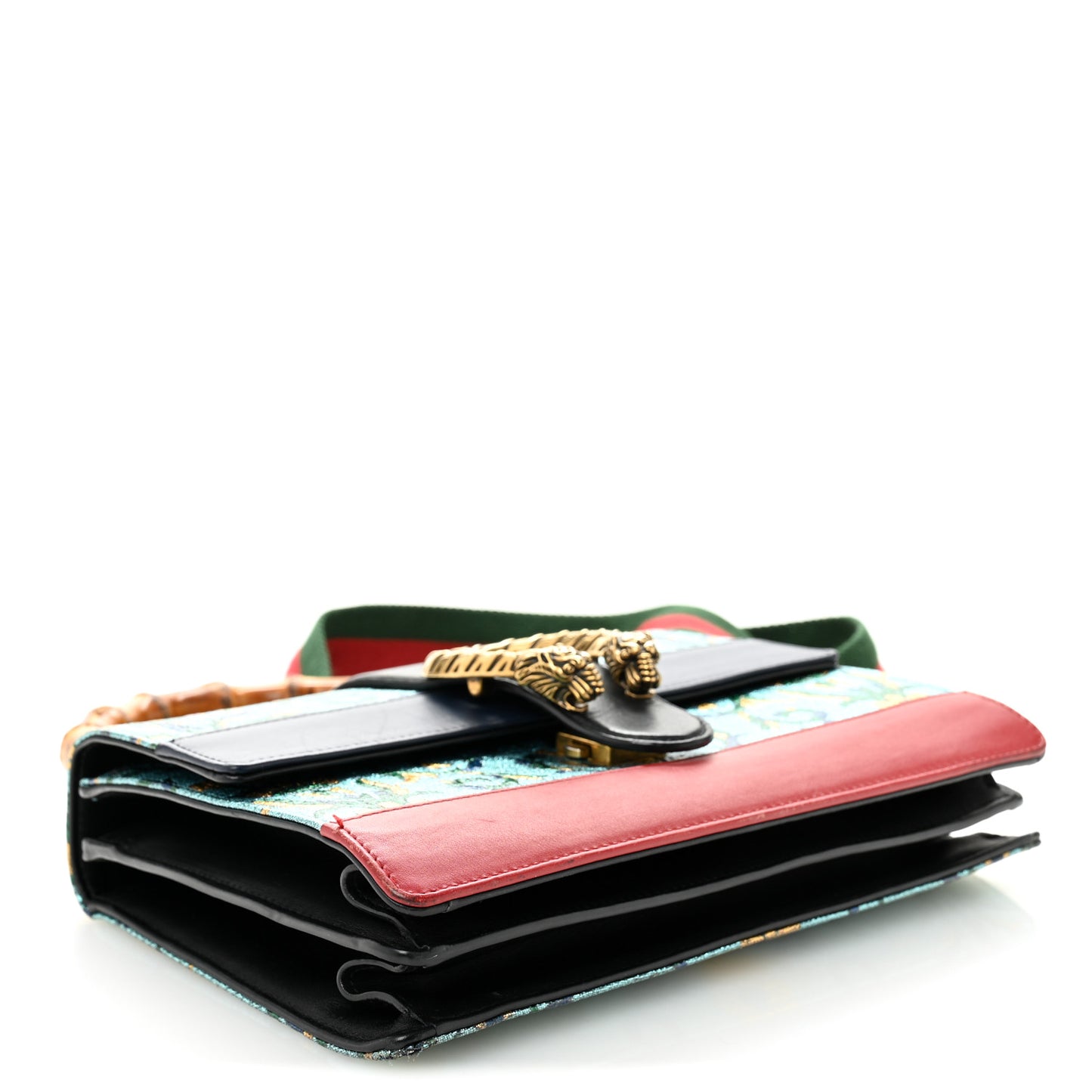 Iridescent Brocade Bamboo Web Tokyo Print Medium Dionysus Top Handle Bag Multicolor Blue Agata Hibiscus Red