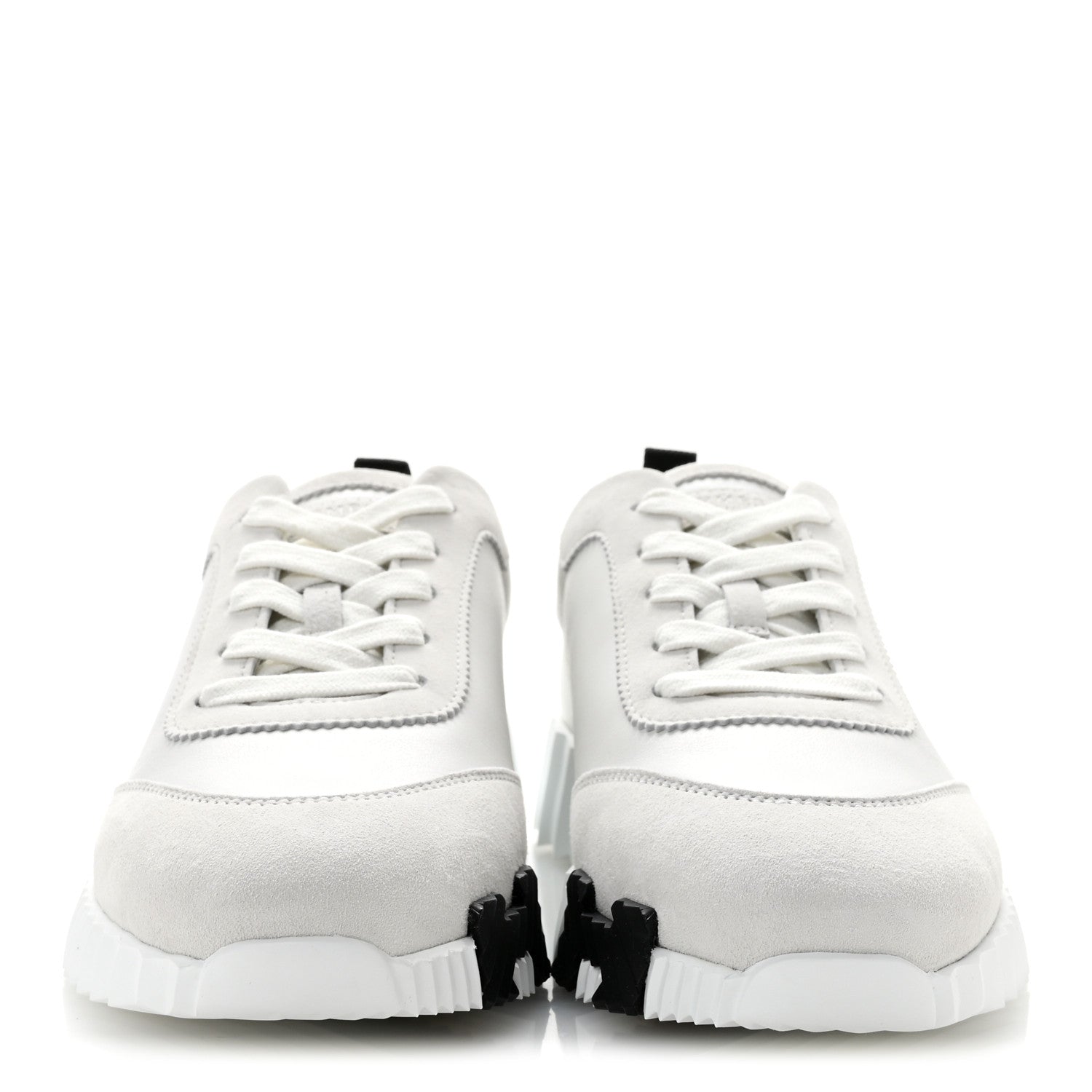 Hermes Calfskin Suede Goatskin Bouncing Sneakers 37 White 3 of 10