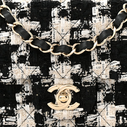 Chanel Tweed Quilted Mini Rectangular Flap Black Ecru White 8 of 11