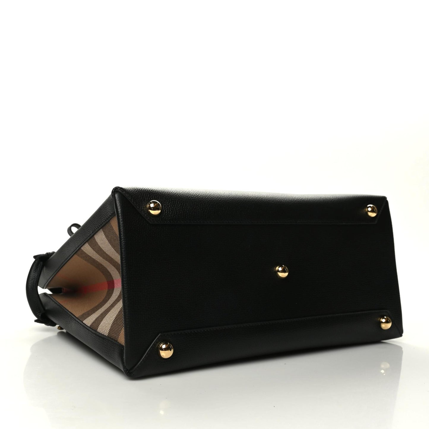 Grainy Calfskin House Check Medium Banner Tote Black