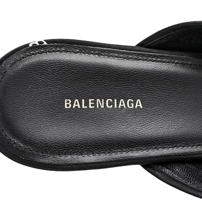 Balenciaga Crepe Satin BB Printed Knife Pointed Toe 40mm Mules 38 Black White 8 of 10