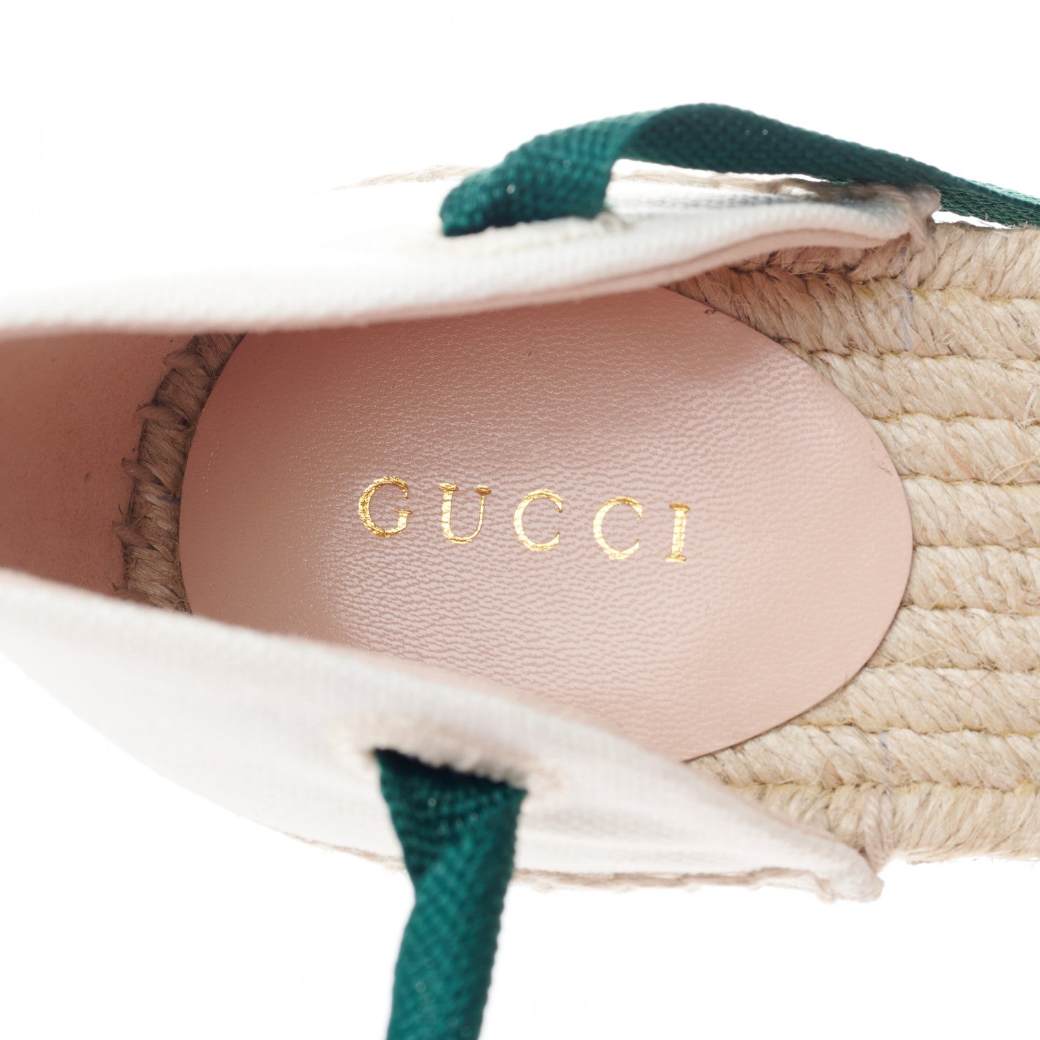 Gucci Canvas Malaga Kid Web Ankle Wrap Espadrille Wedge Sandals 41 Mystic 41 Green Red Mystic White Emerald 7 of 9