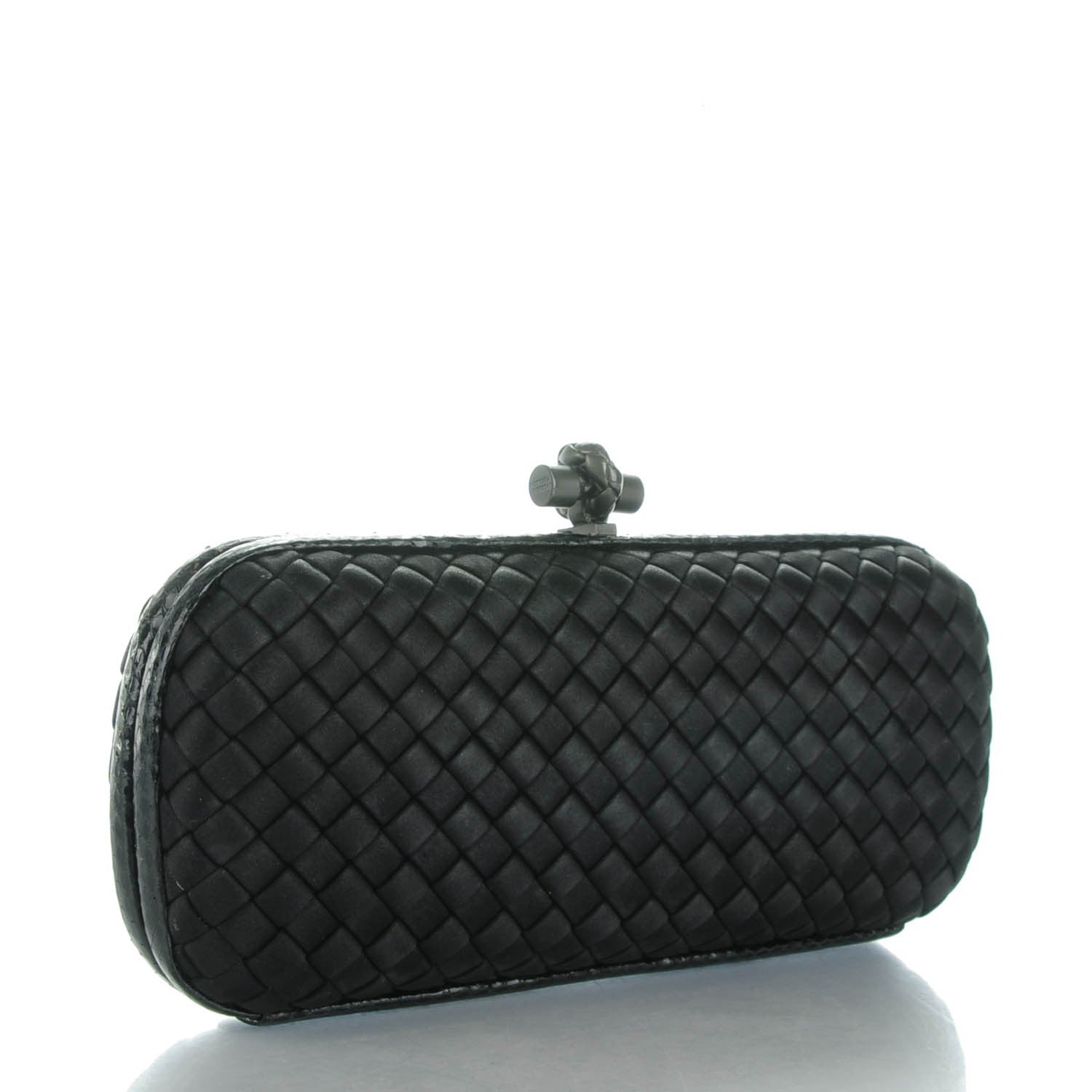 Bottega Veneta Satin Ayers Intreccio Impero Stretch Knot Clutch Black 3 of 6