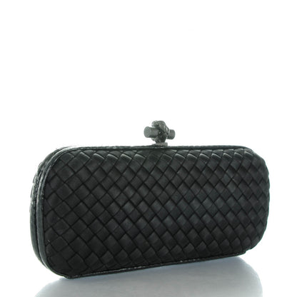 Bottega Veneta Satin Ayers Intreccio Impero Stretch Knot Clutch Black 3 of 6