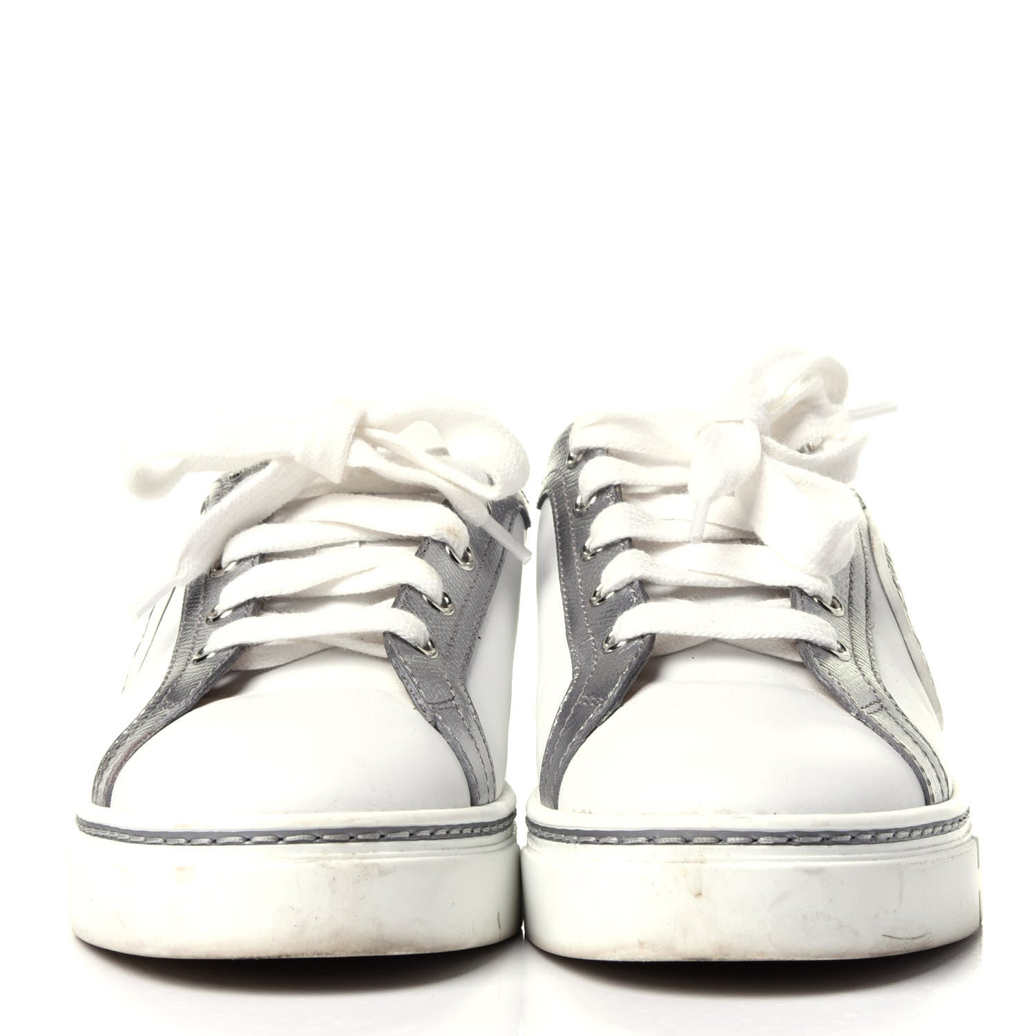 Hermes Calfskin Epsom Womens Velvet Sneakers 37 White Silver 2 of 12