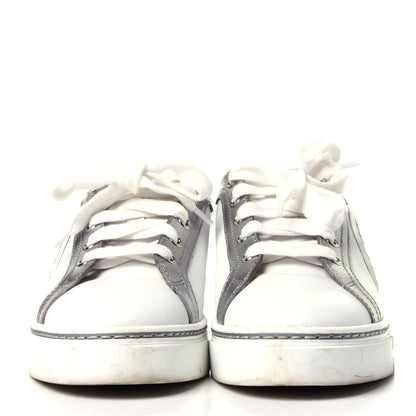 Hermes Calfskin Epsom Womens Velvet Sneakers 37 White Silver 2 of 12