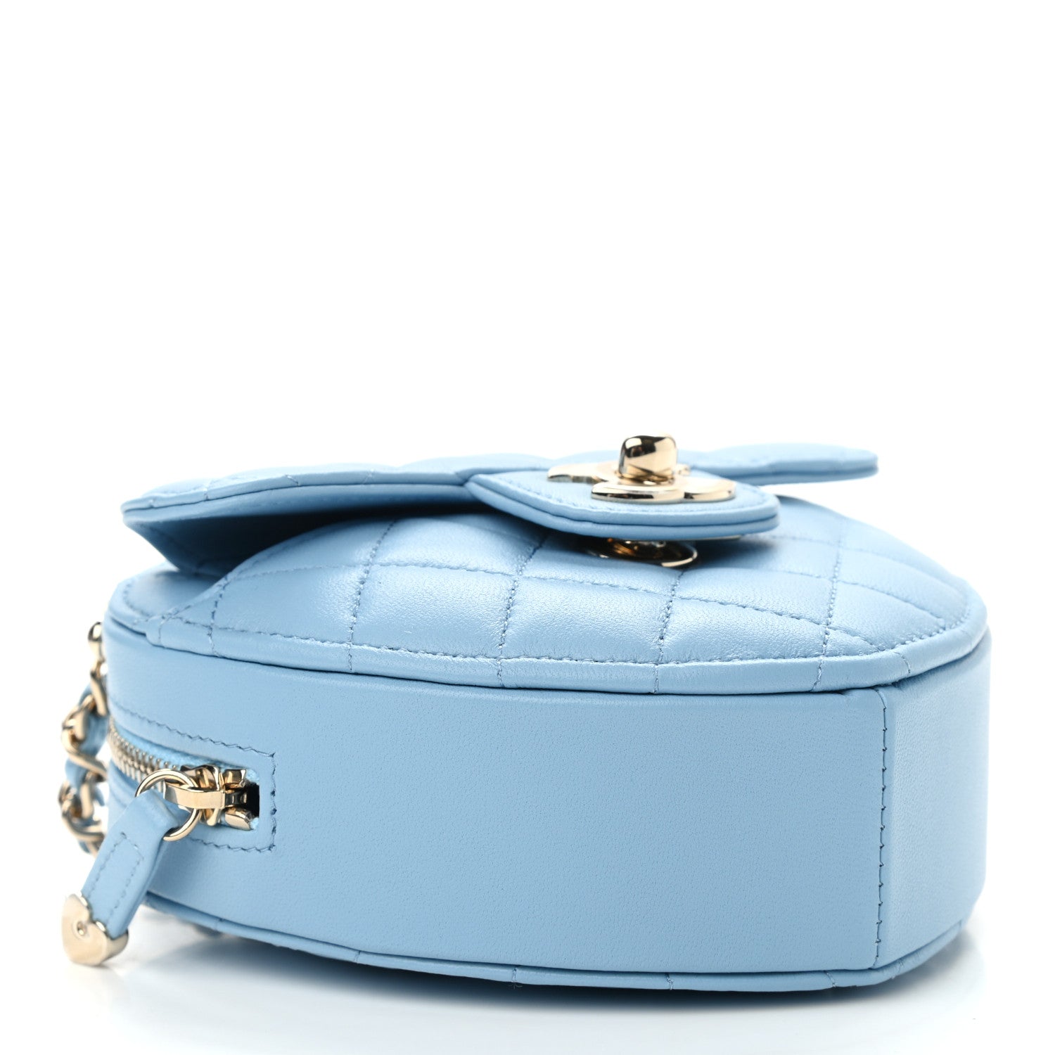 Chanel Lambskin Quilted CC In Love Heart Clutch With Chain Light Blue 4 of 11