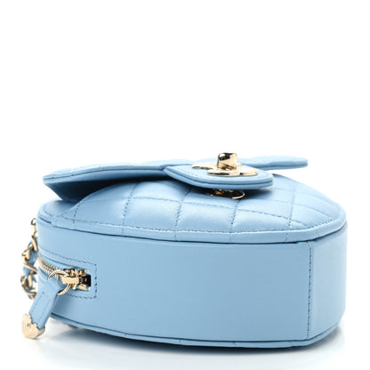 Chanel Lambskin Quilted CC In Love Heart Clutch With Chain Light Blue 4 of 11