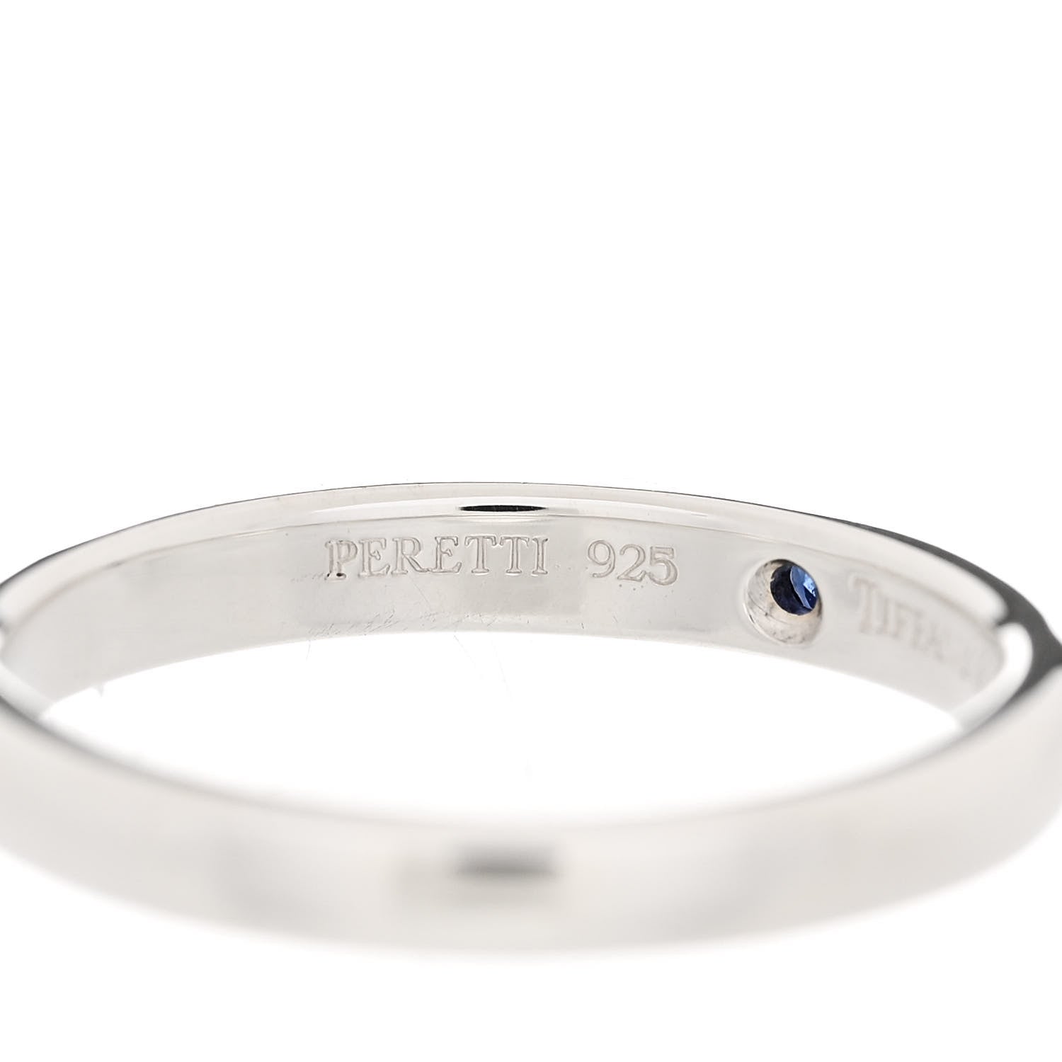 Tiffany Sterling Silver Blue Sapphire Elsa Peretti Band Ring 53 6.5 5 of 5