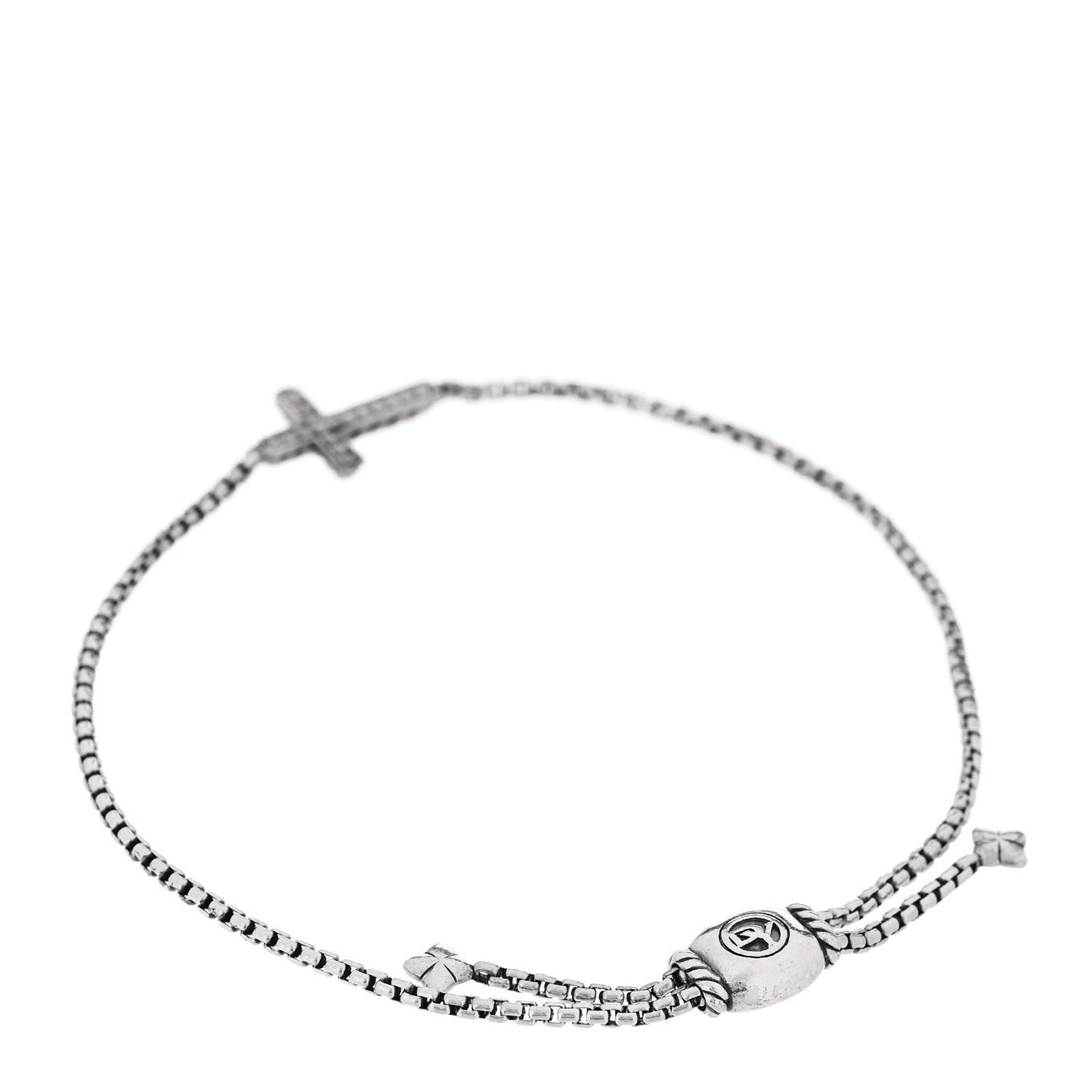 Sterling Silver Diamond Petite Pave Cross Bracelet