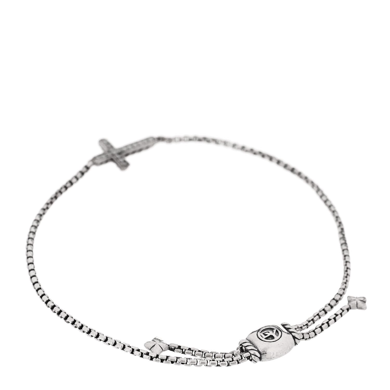 David Yurman Sterling Silver Diamond Petite Pave Cross Bracelet 2 of 3