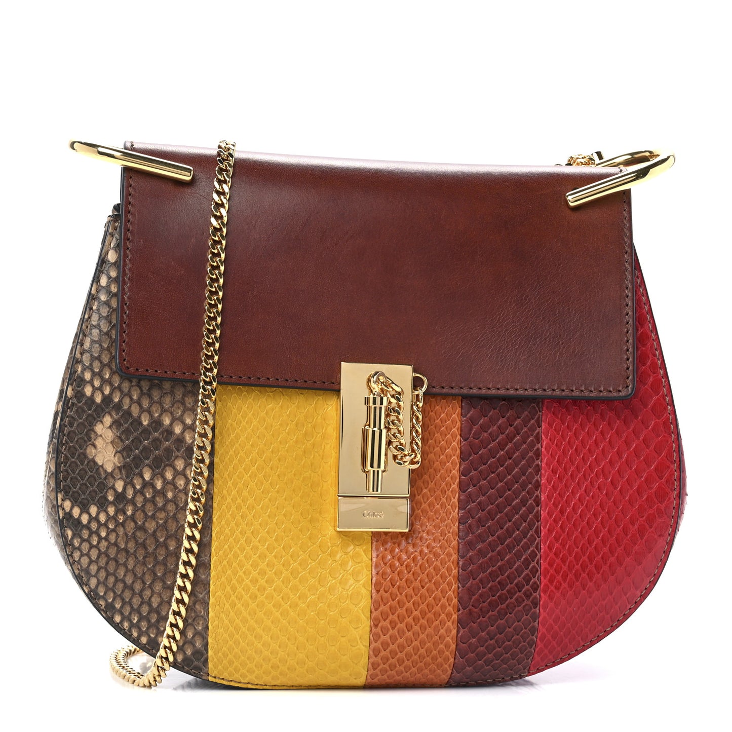 Snakeskin Drew Shoulder Bag Brown Multicolor