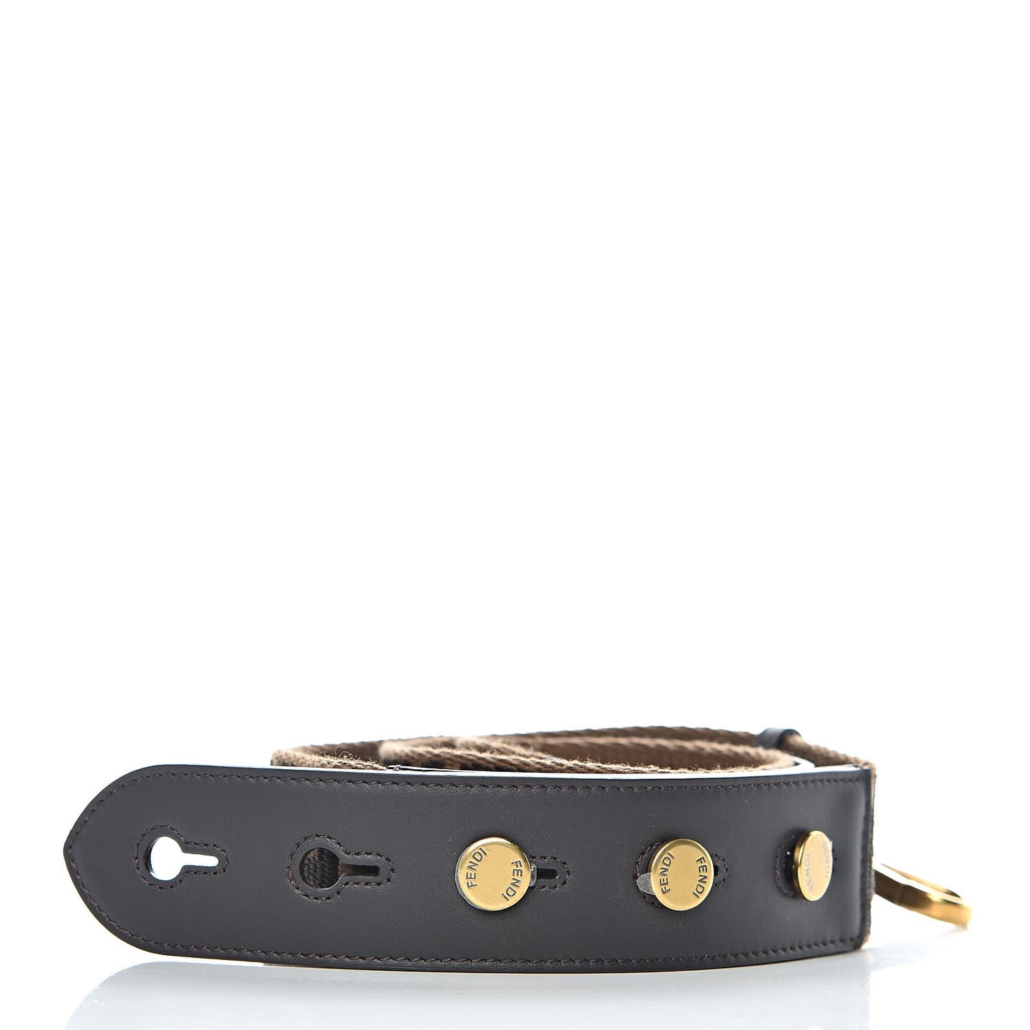 Ribbon Vitello Century FF 1974 Flat Studded Strap You Fango Marrone Ebano