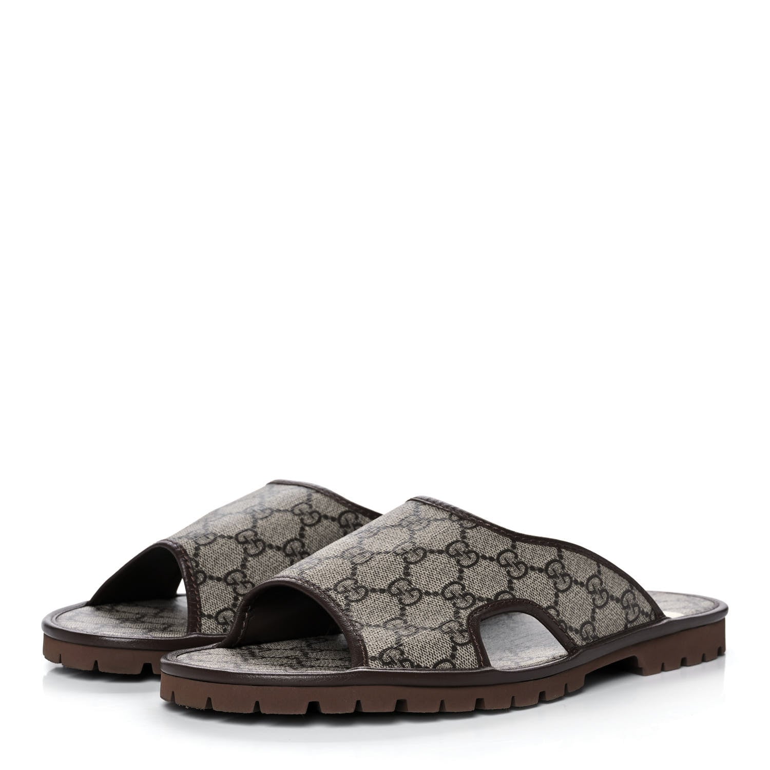 Gucci GG Supreme Monogram Granada Kid Mens Lug Sole Slide Sandals 9 Beige New Acero 3 of 8