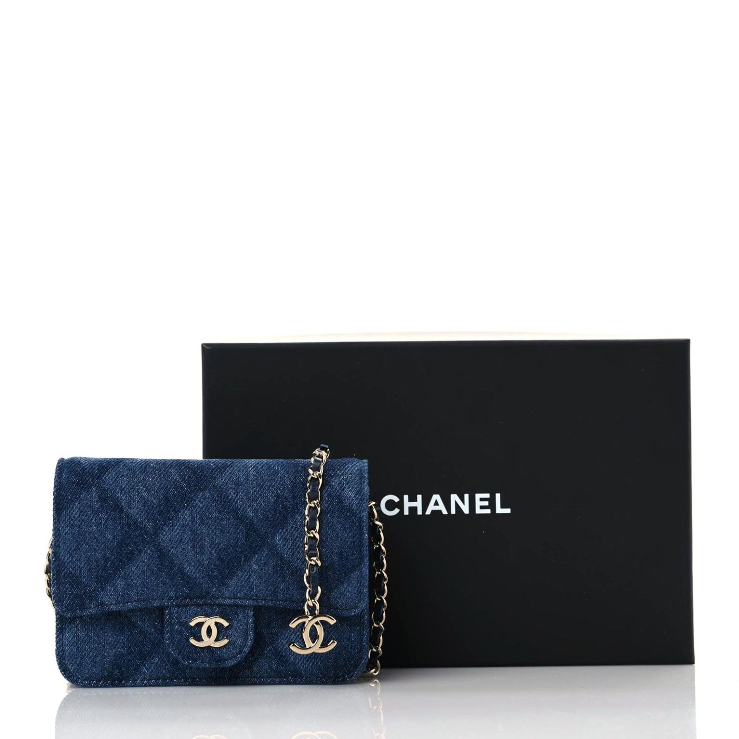 Denim Printed Belt Bag Dark Blue
