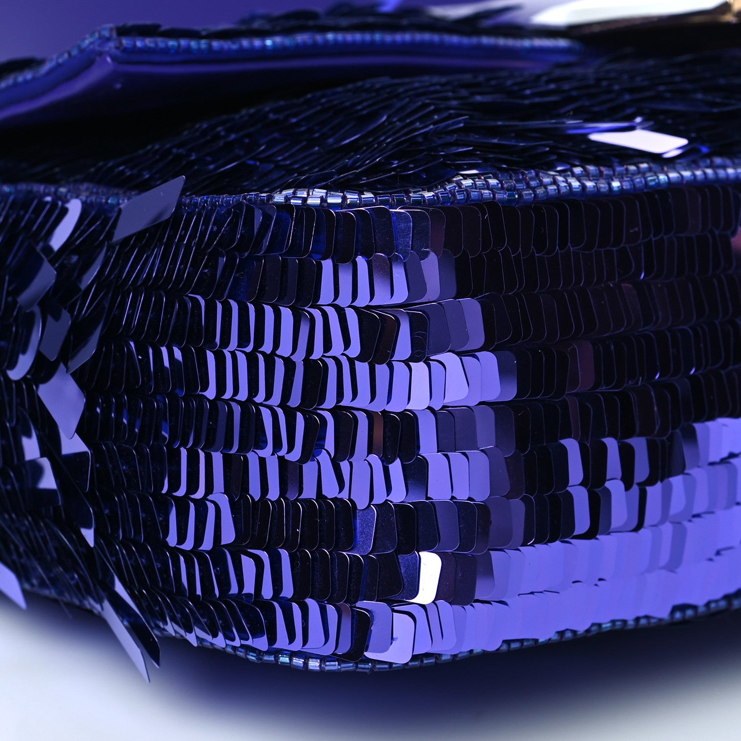 Fendi Sequin Paillettes Shiny Nappa Sex and the City Baguette Viola Purple Rain 10 of 12