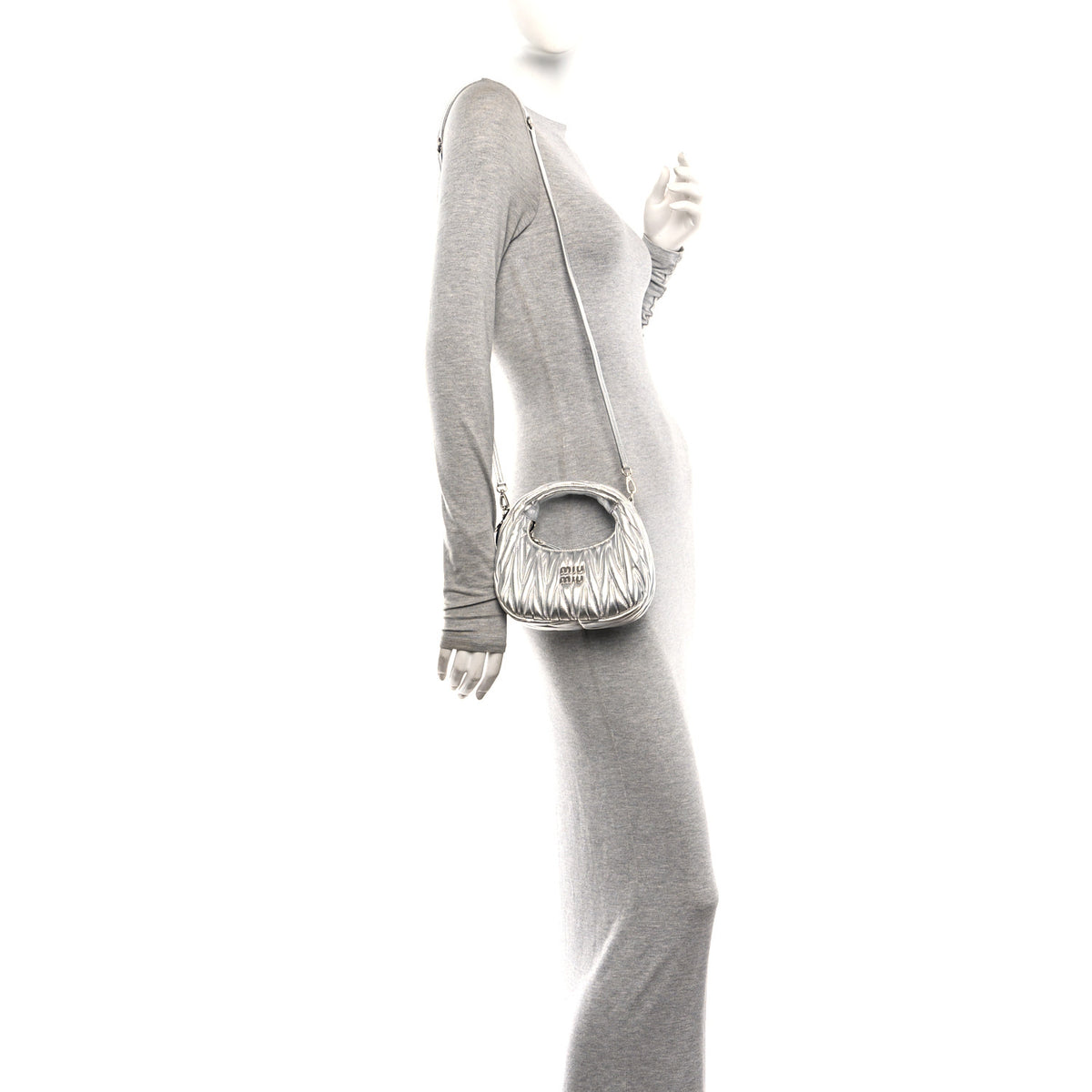 Metallic Nappa Matelasse Mini Wander Hobo Cromo