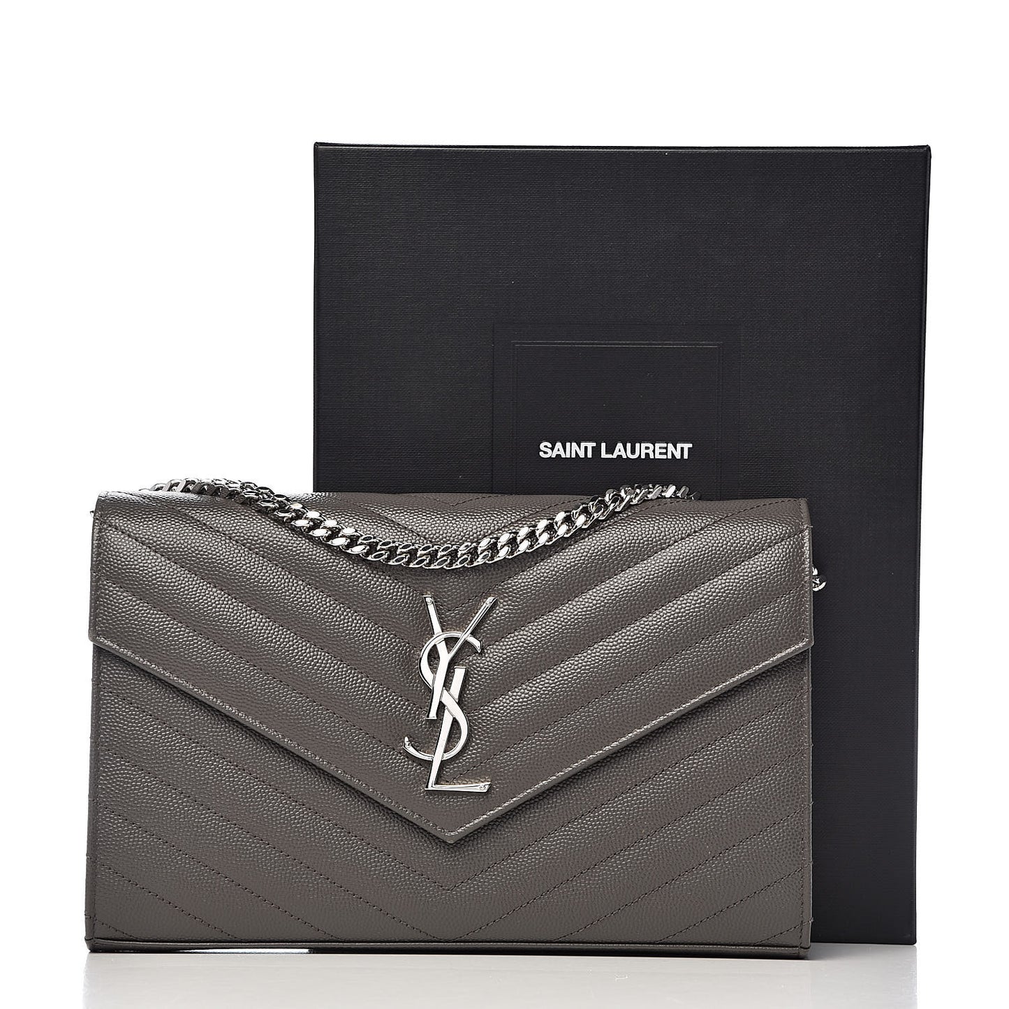 Grain De Poudre Matelasse Chevron Monogram Chain Wallet Earth