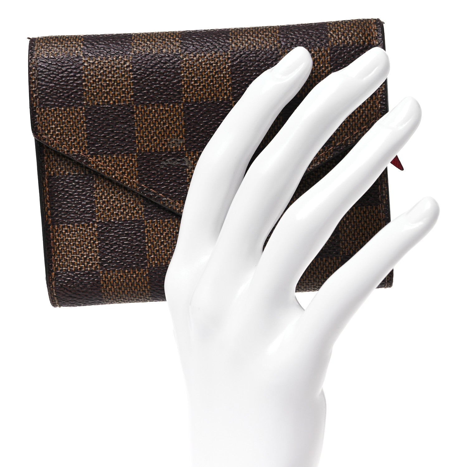 Louis Vuitton Damier Ebene Victorine Wallet Red 2 of 14