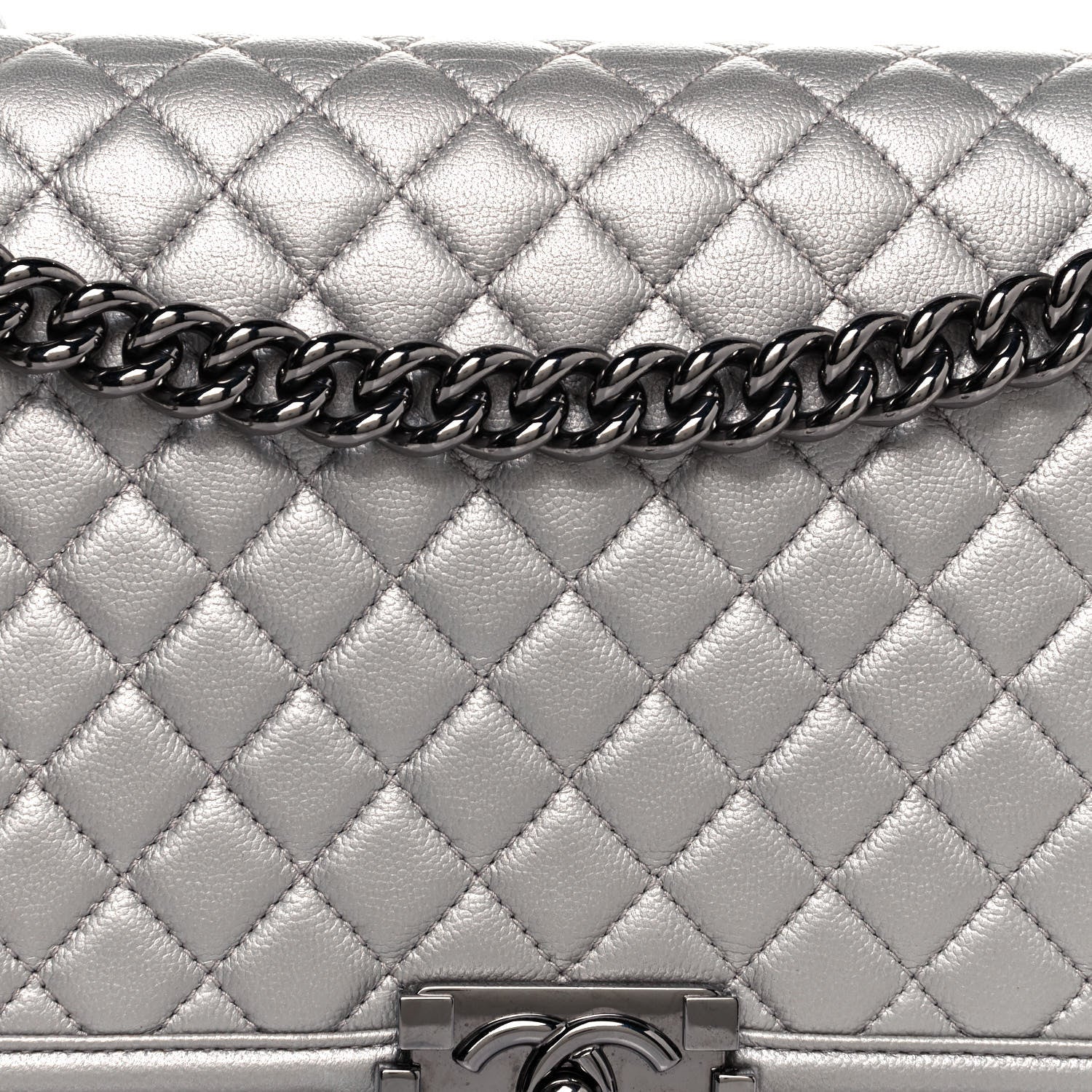 Chanel Metallic Caviar Quilted New Medium Boy Flap Silver 8 of 11