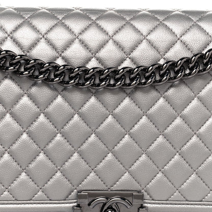 Chanel Metallic Caviar Quilted New Medium Boy Flap Silver 8 of 11