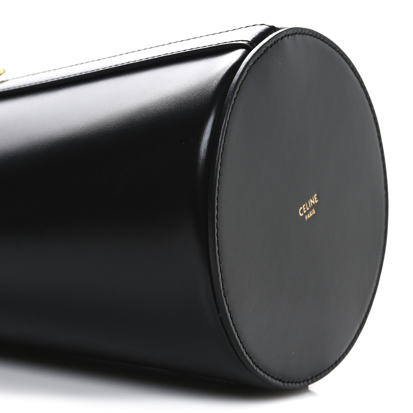 Shiny Calfskin Triomphe Bucket Bag Black