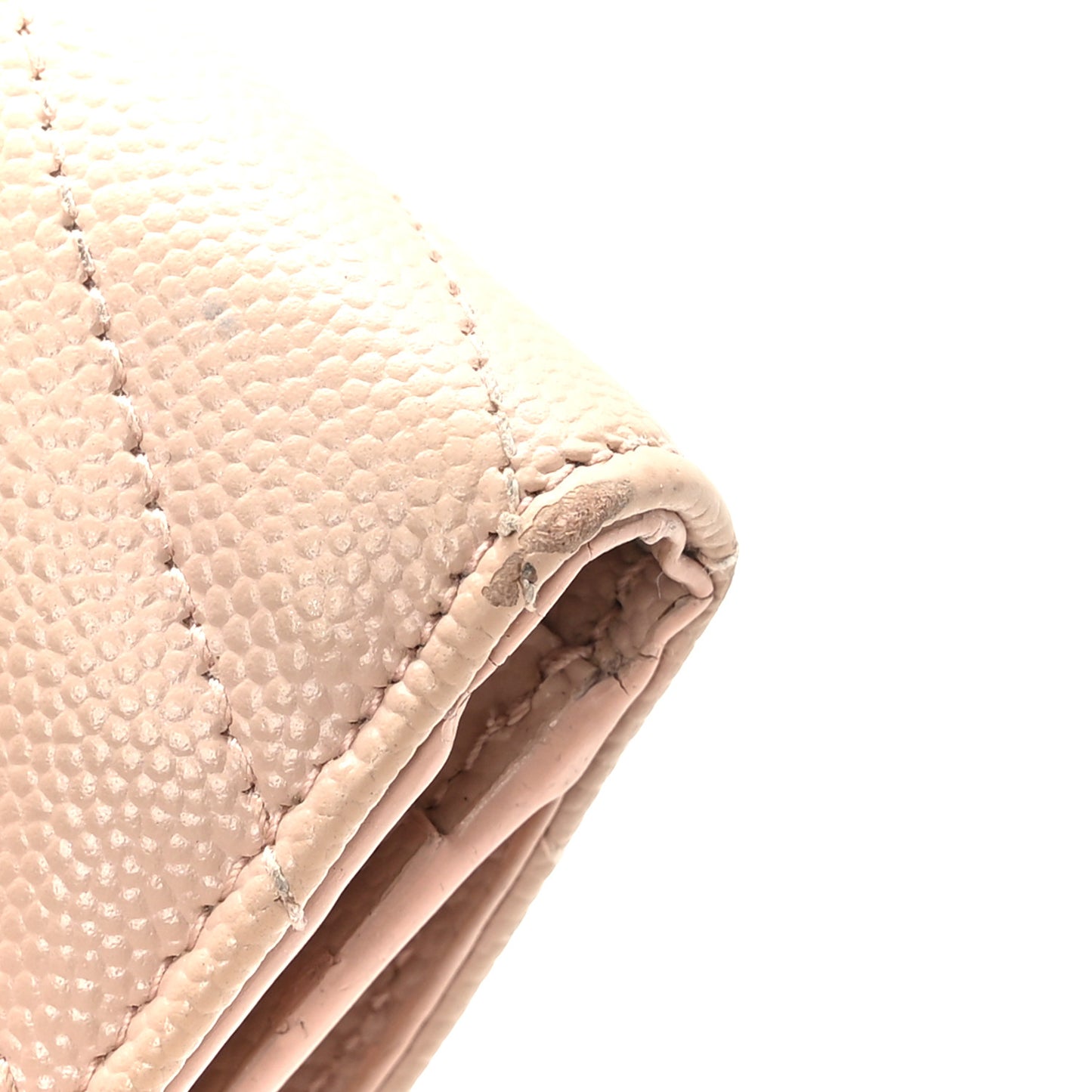 Grain De Poudre Matelasse Chevron Monogram Compact Tri Fold Wallet Pale Pink