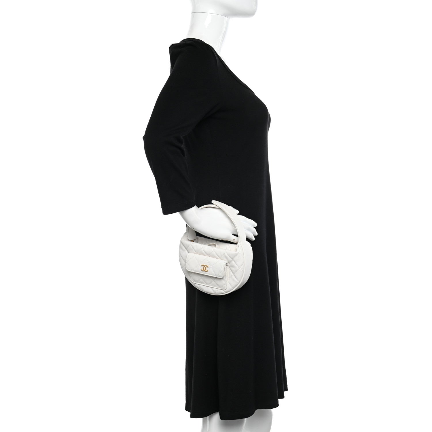 Chanel Caviar Quilted Polly Pocket Pouch Hobo White 2 of 11