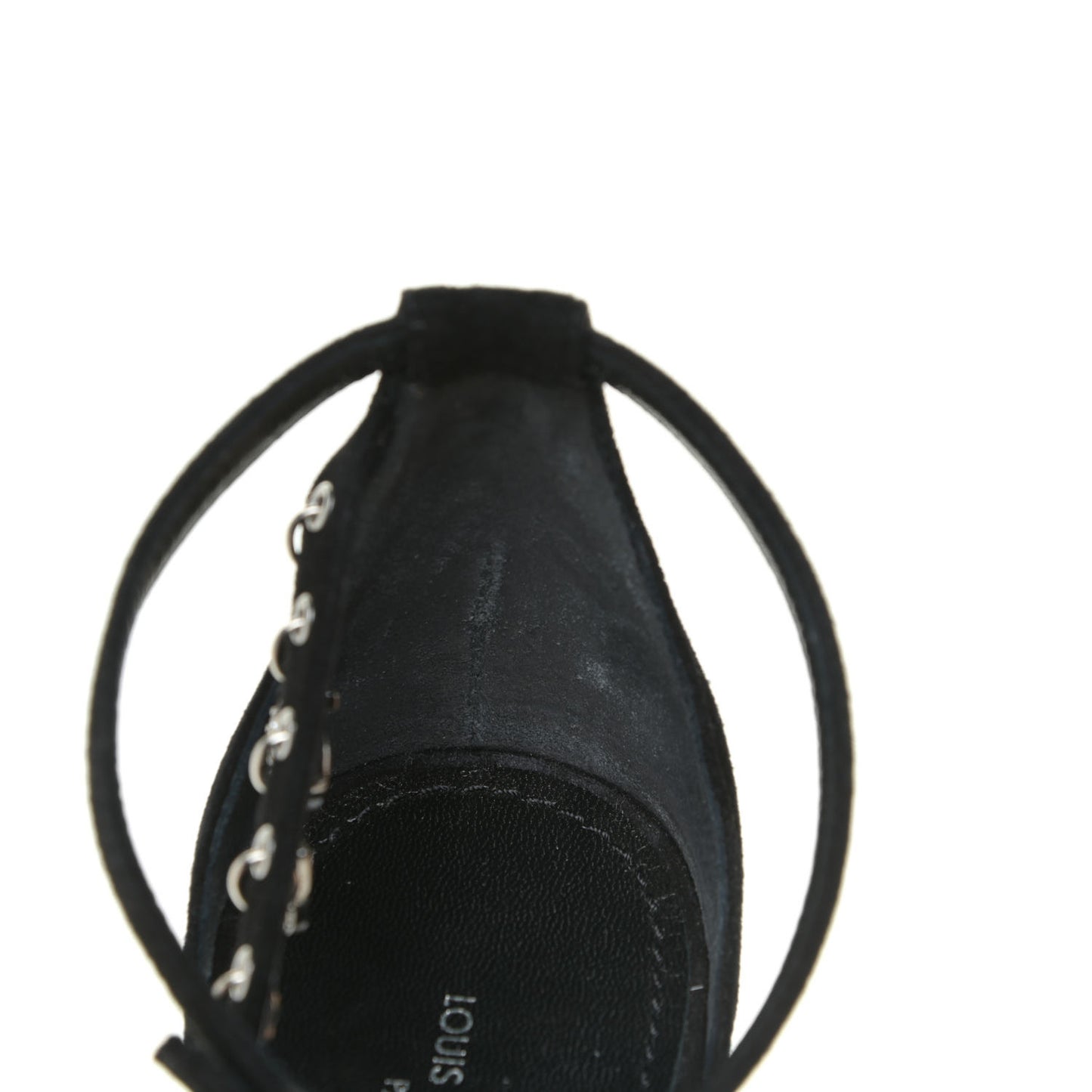 Suede Crystal Melody Logo Sandals 39 Black