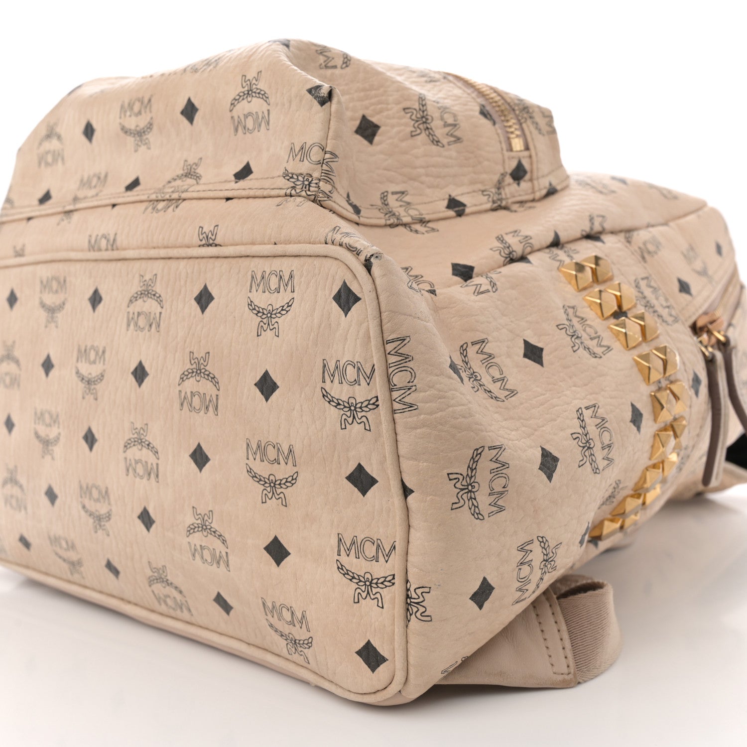MCM Visetos Large Side Studs Stark Backpack Beige 9 of 17