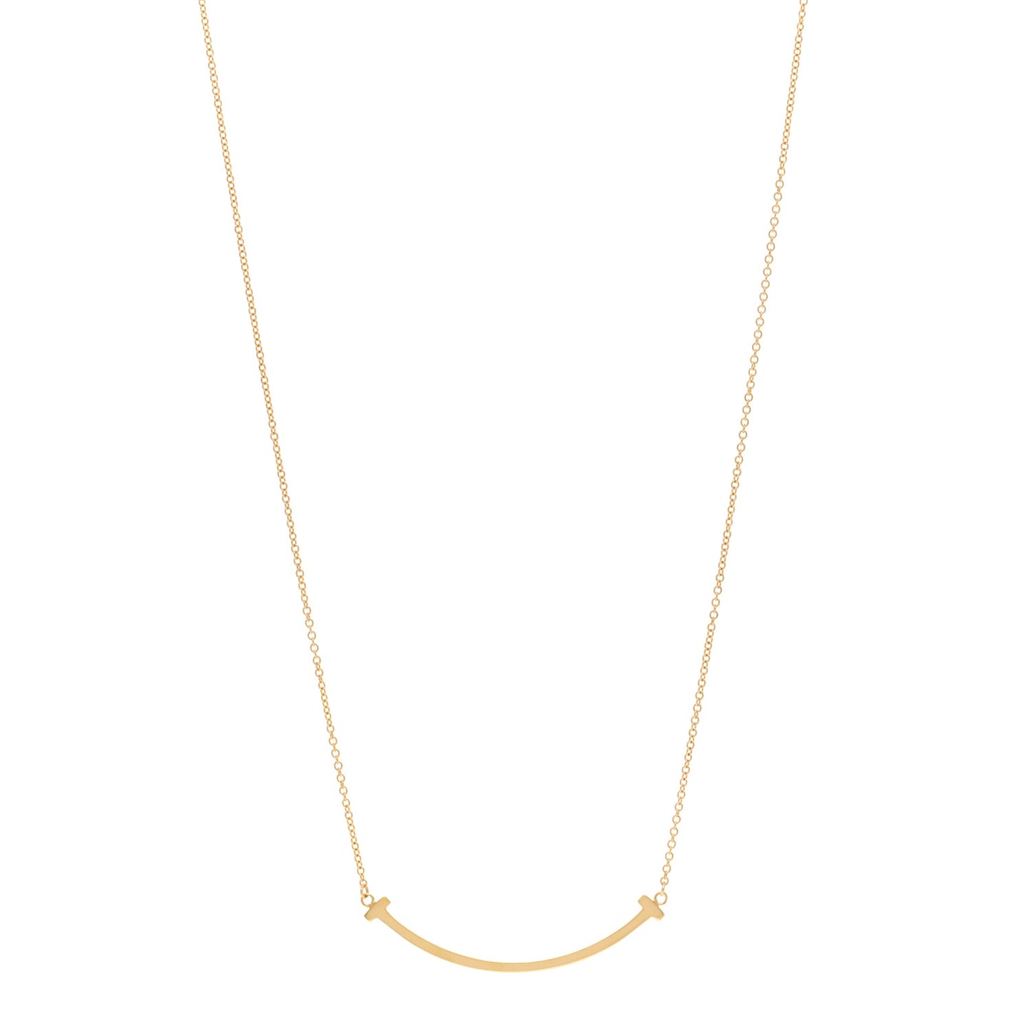 18K Yellow Gold Small T Smile Pendant Necklace