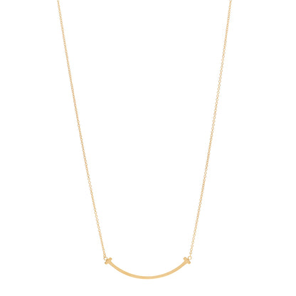Tiffany 18K Yellow Gold Small T Smile Pendant Necklace 1 of 5