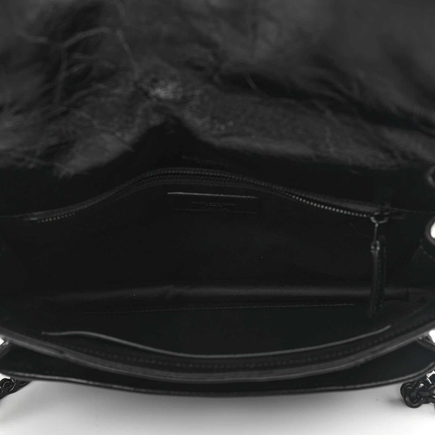 Crinkled Calfskin Matelasse Monogram Medium Niki Chain Satchel Black