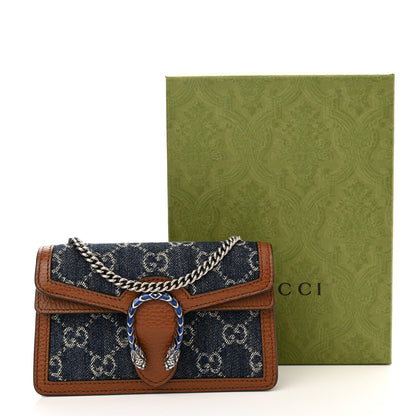 Gucci New Denim GG Monogram Dollar Calfskin Enamel Super Mini Dionysus Shoulder Bag Blue Tea Cuir Epilog Electric Blue 10 of 10