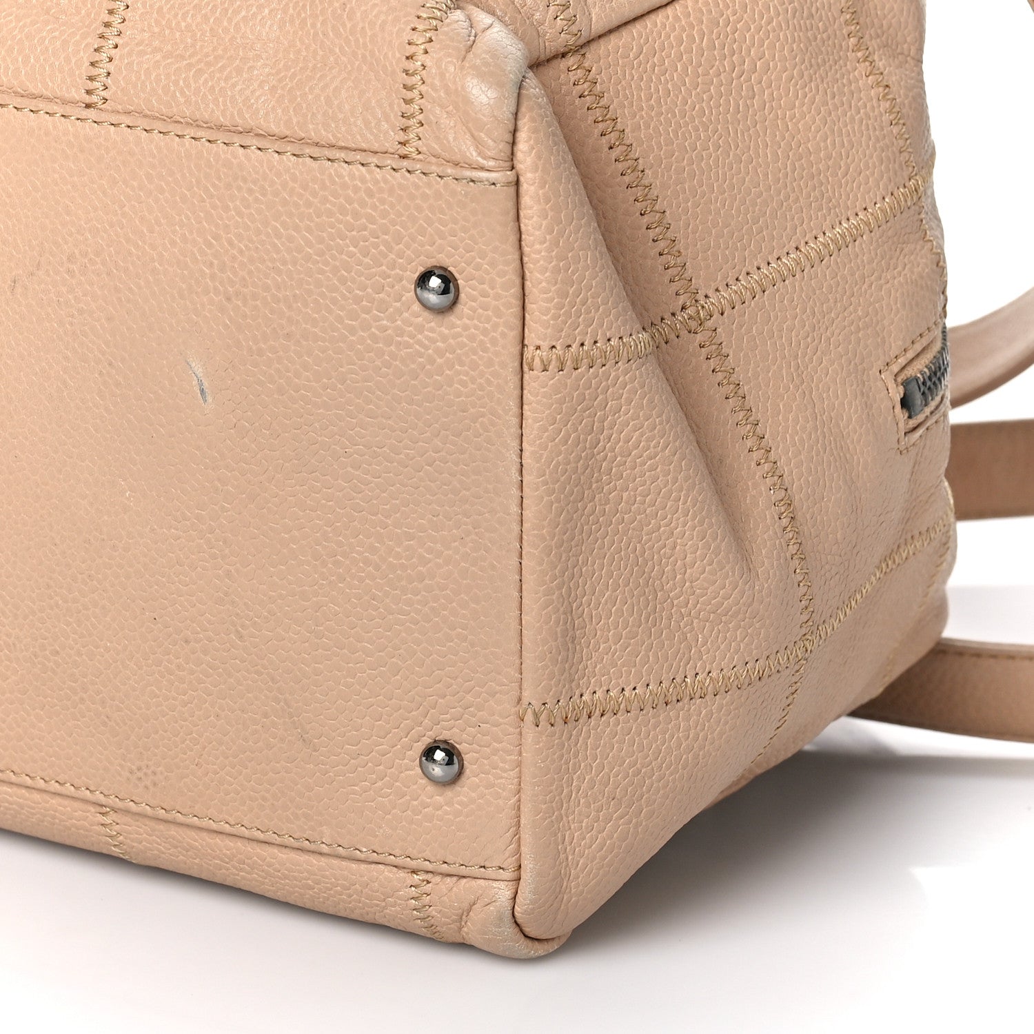 Chanel Caviar Square Stitched Bowler Beige 11 of 12