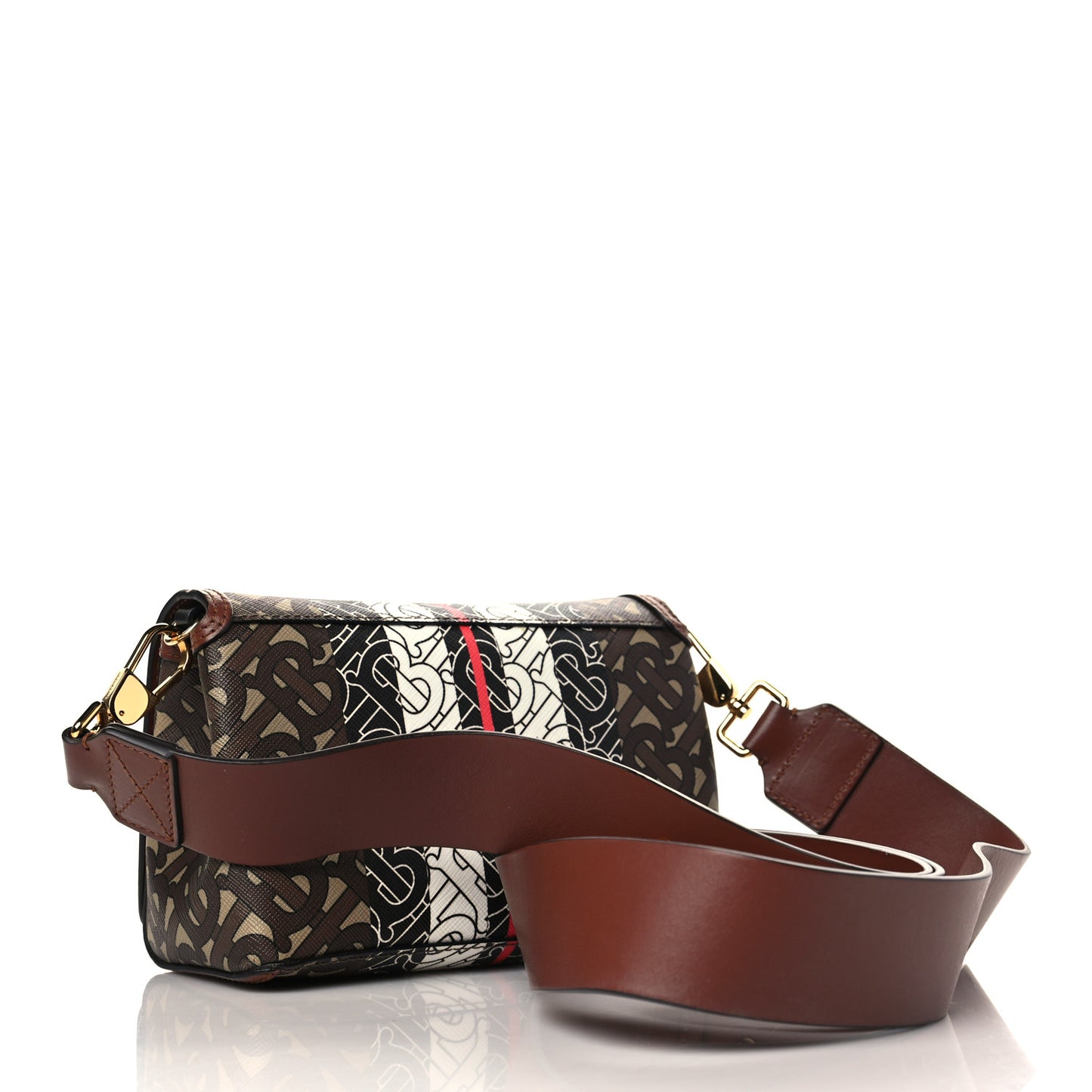 E-Canvas Monogram Stripe Hackberry Crossbody Bag Bridle Brown