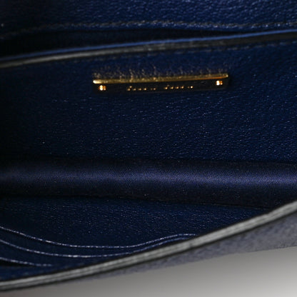 Miu Miu Goatskin Madras Soft Calfskin Crystal Pearl Embellished Shoulder Bag Inchiostro 4 of 5