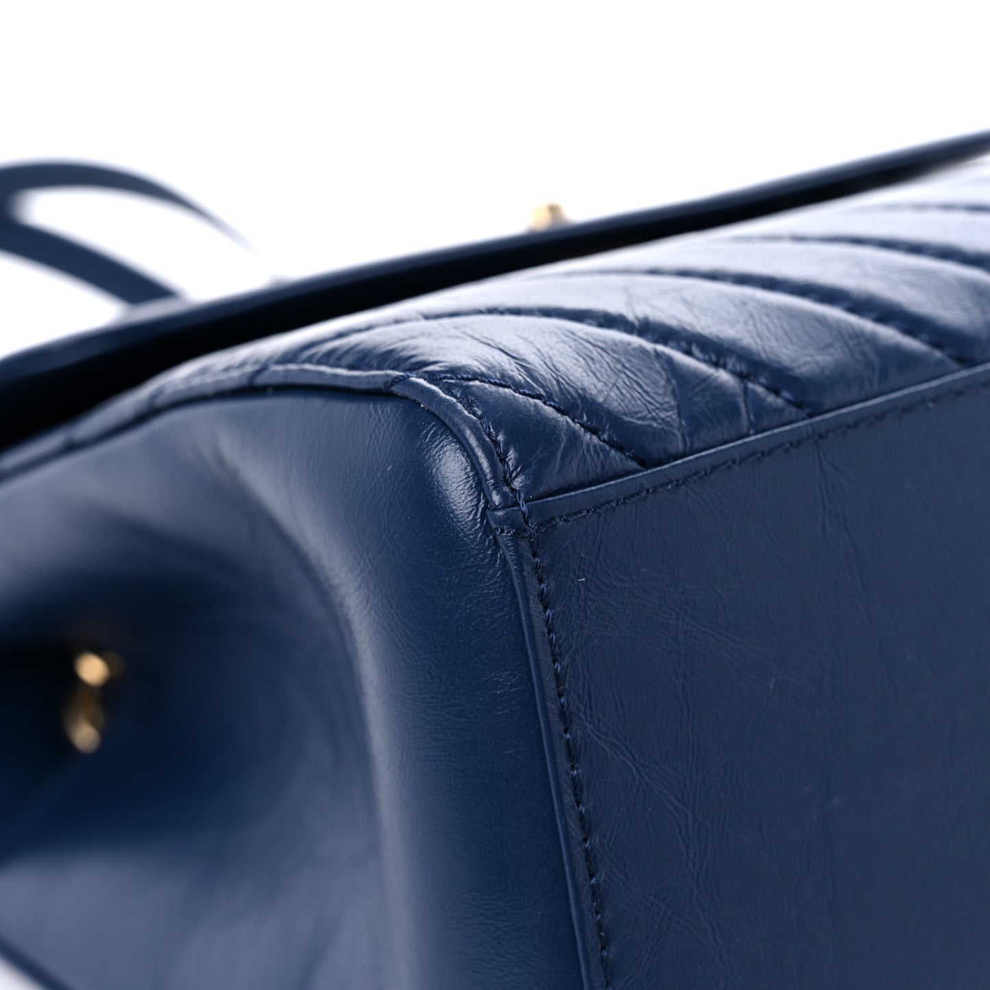 Aged Calfskin Chevron Quilted Backpack Navy