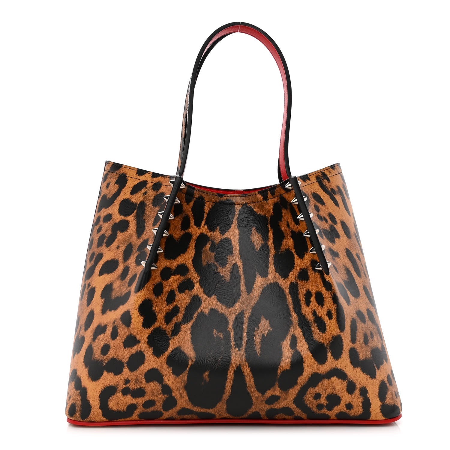 Christian Louboutin Calfskin Empire Leopard Print Spiked Cabarock Shopper Tote Spicy 1 of 9