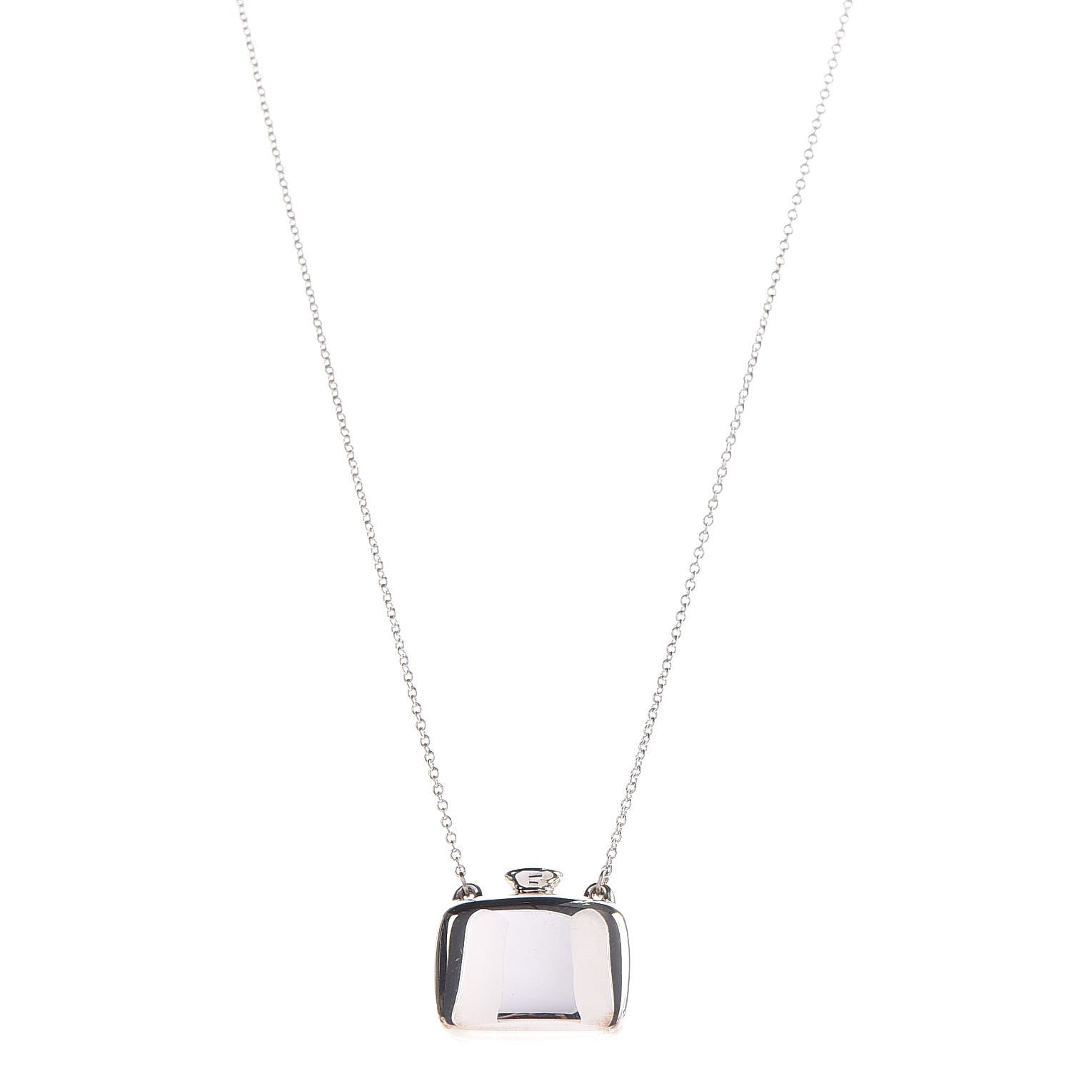 Tiffany Sterling Silver Elsa Peretti Square Bottle Pendant Necklace 1 of 11