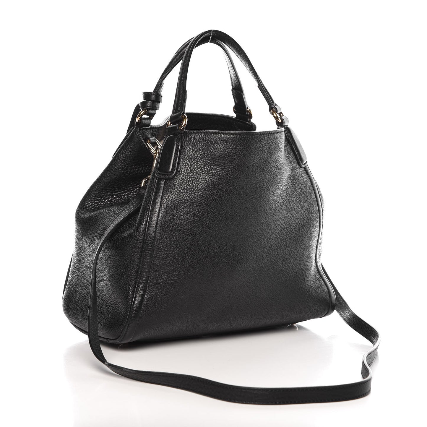 Pebbled Calfskin Small Soho Shoulder Bag Black