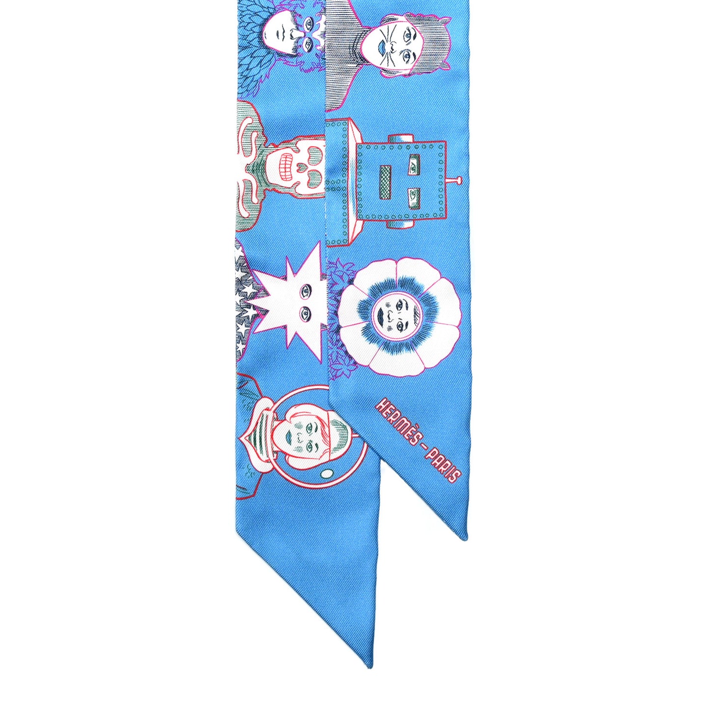 Silk Dress Code Twilly Bleu Azur White Rose
