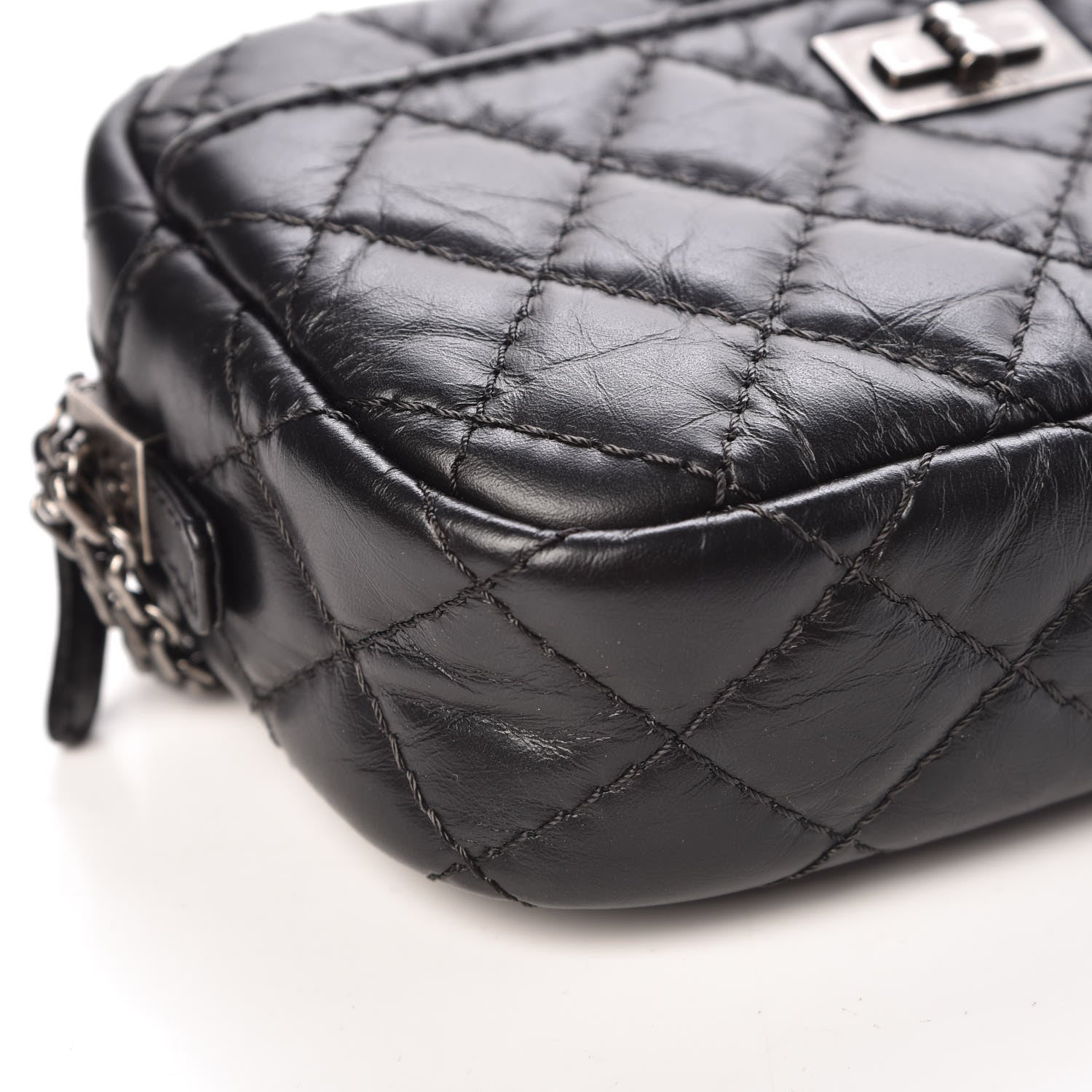 Chanel Aged Calfskin Quilted Mini Reissue Camera Case Black 9 of 11