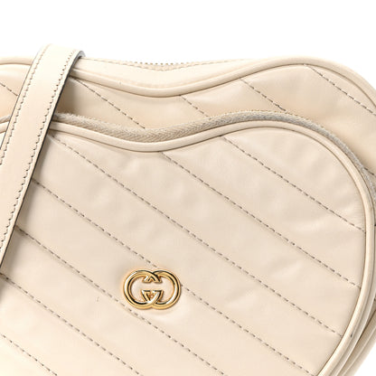 Gucci Calfskin Matelasse Diagonal Mini Interlocking G Heart Shoulder Bag Mystic White 8 of 10
