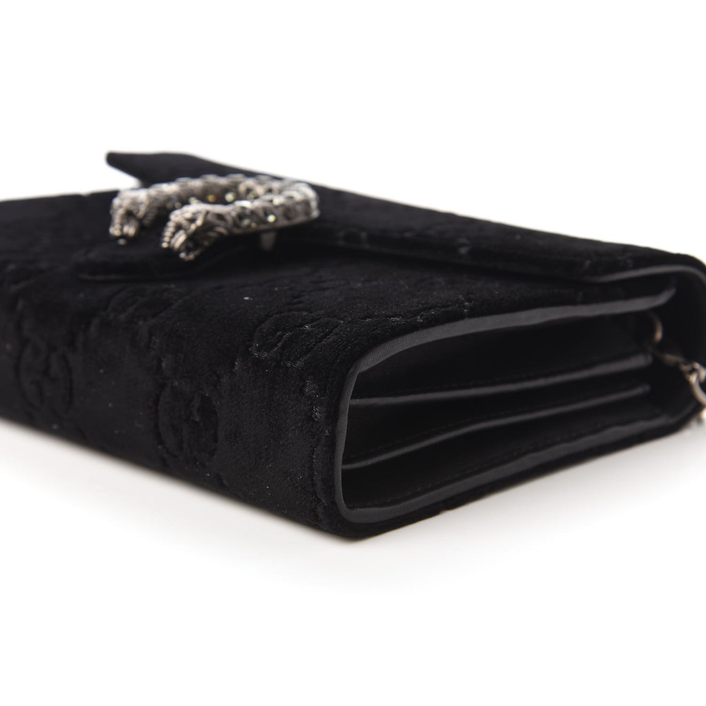 Velvet GG Monogram Mini Dionysus Chain Wallet Black