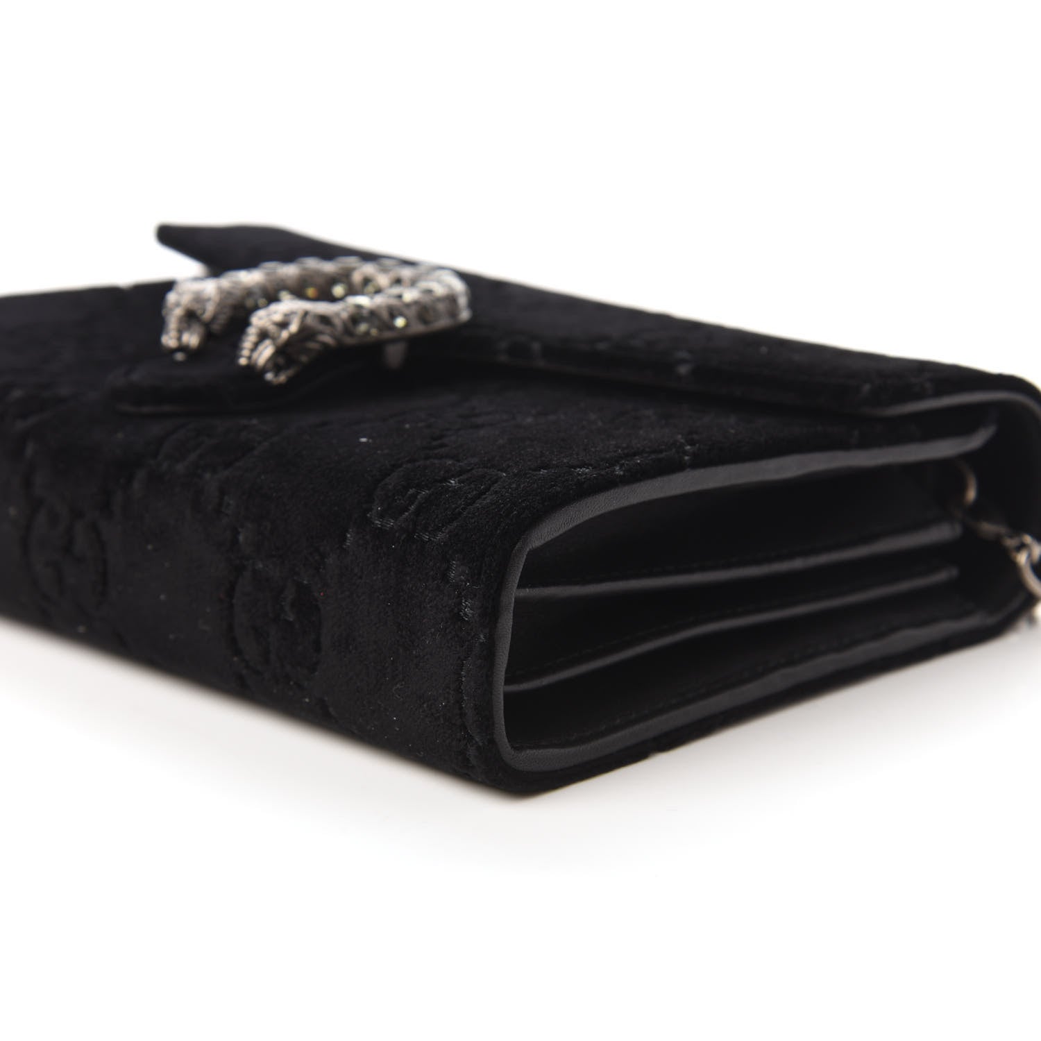 Gucci Velvet GG Monogram Mini Dionysus Chain Wallet Black 7 of 10