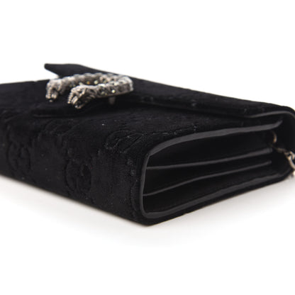 Gucci Velvet GG Monogram Mini Dionysus Chain Wallet Black 7 of 10