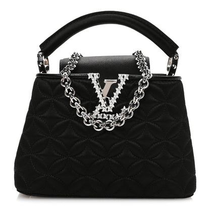 Louis Vuitton Satin Quilted Flower Crystal Mini Capucines Black 1 of 9